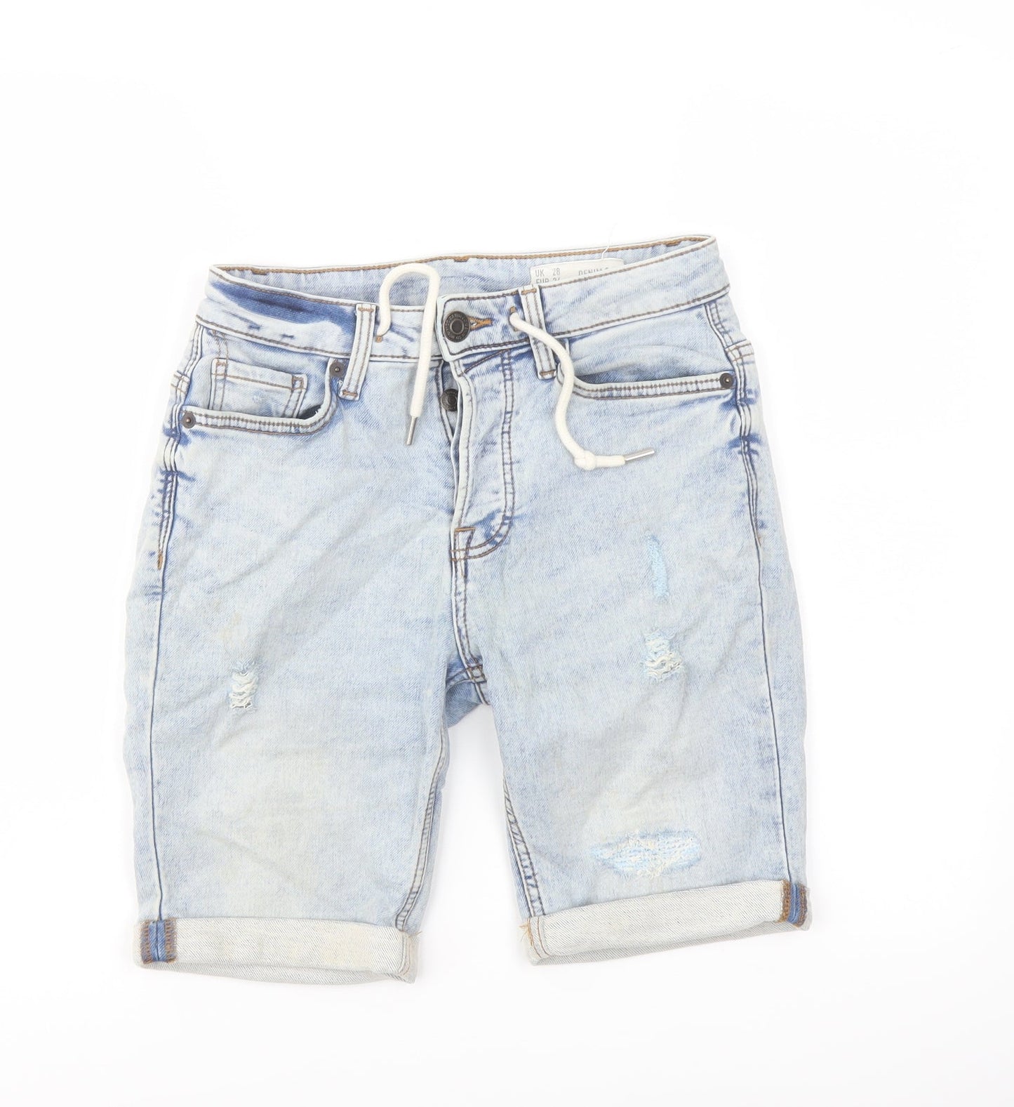 Denim & Co. Mens Blue Cotton Bermuda Shorts Size 28 in L8 in Regular Button