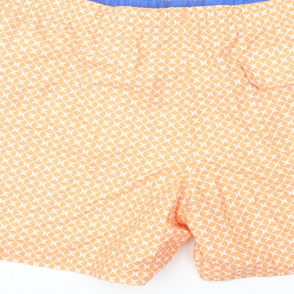 Marks and Spencer Mens Orange Geometric Polyester Sweat Shorts Size 2XL L6 in Regular Drawstring - Swim Shorts