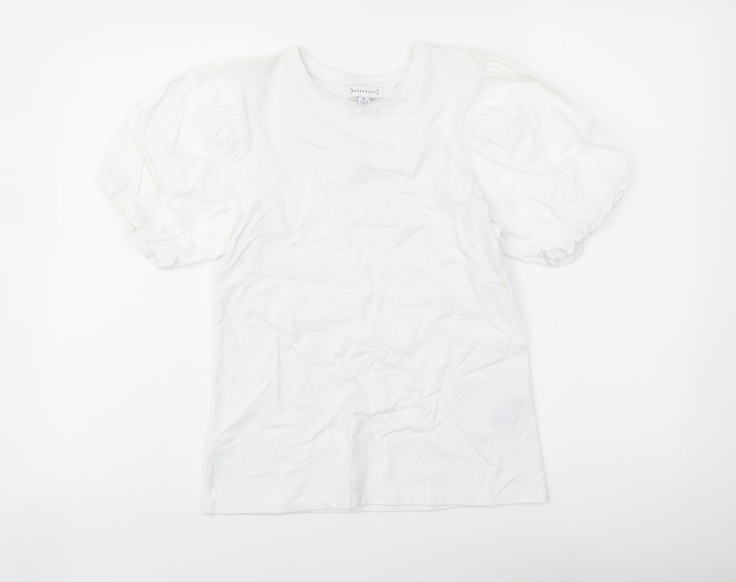Womens UK Size 8 Warehouse White Basic T-Shirt