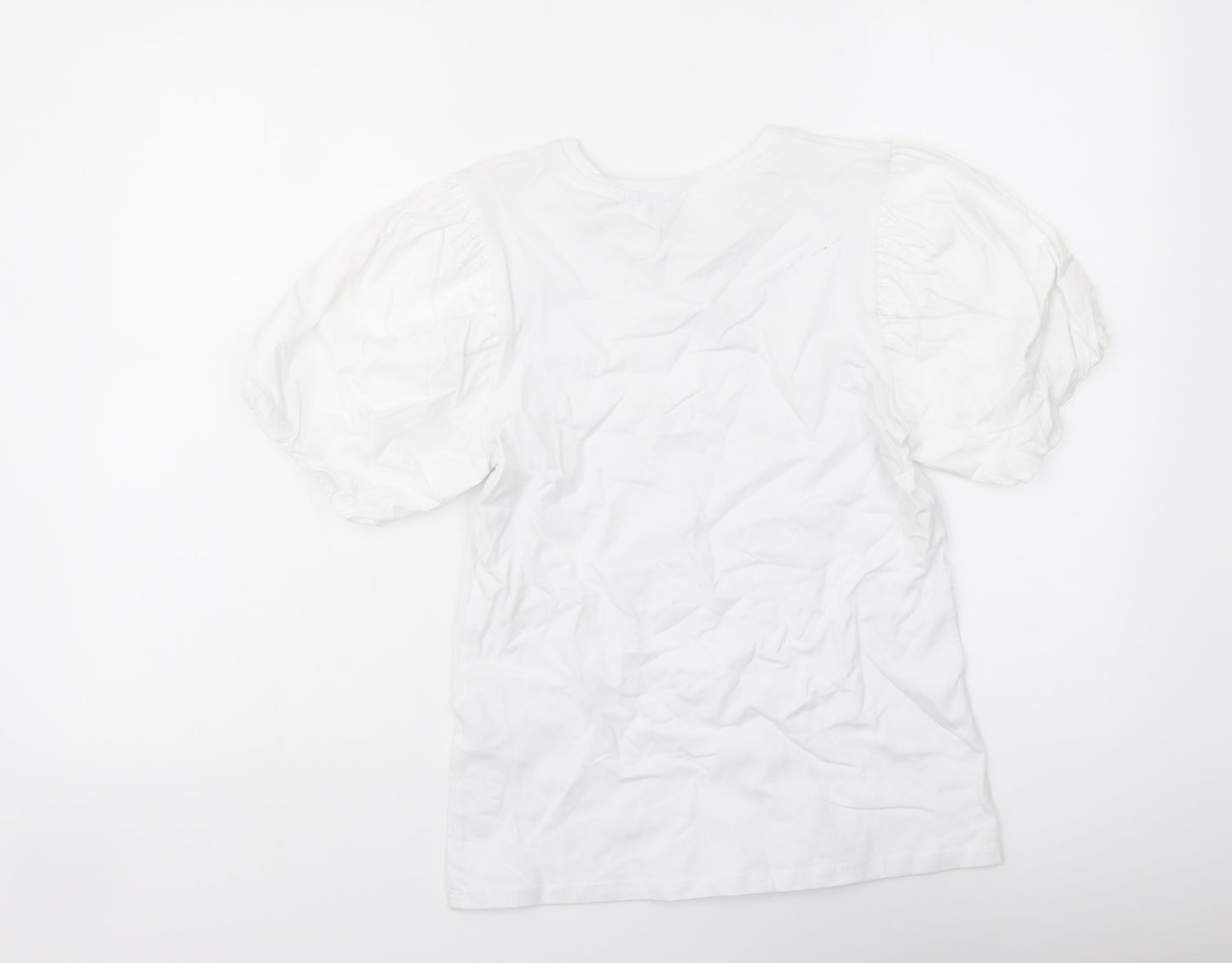 Womens UK Size 8 Warehouse White Basic T-Shirt