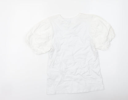Womens UK Size 8 Warehouse White Basic T-Shirt
