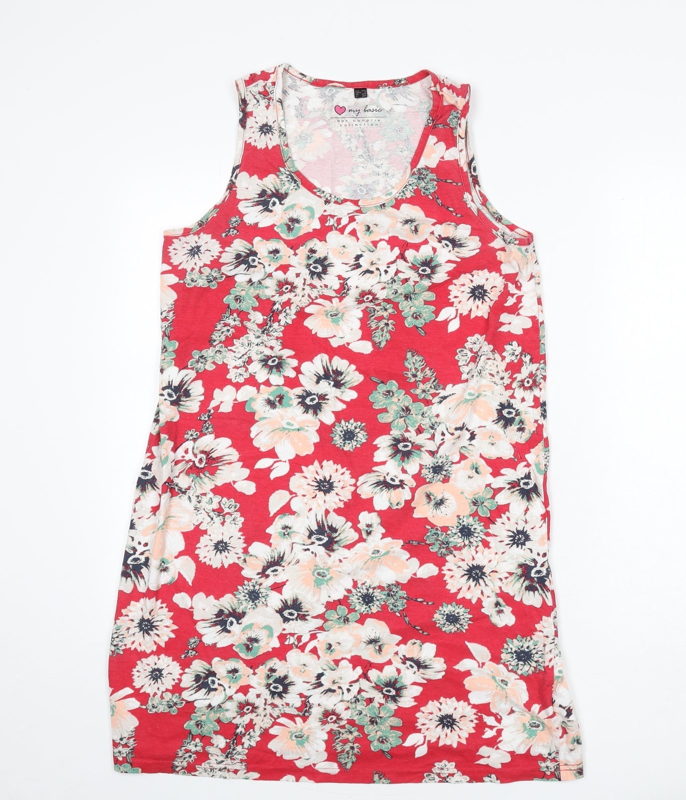 bpc Womens Multicoloured Floral Cotton A-Line Size M Scoop Neck Pullover