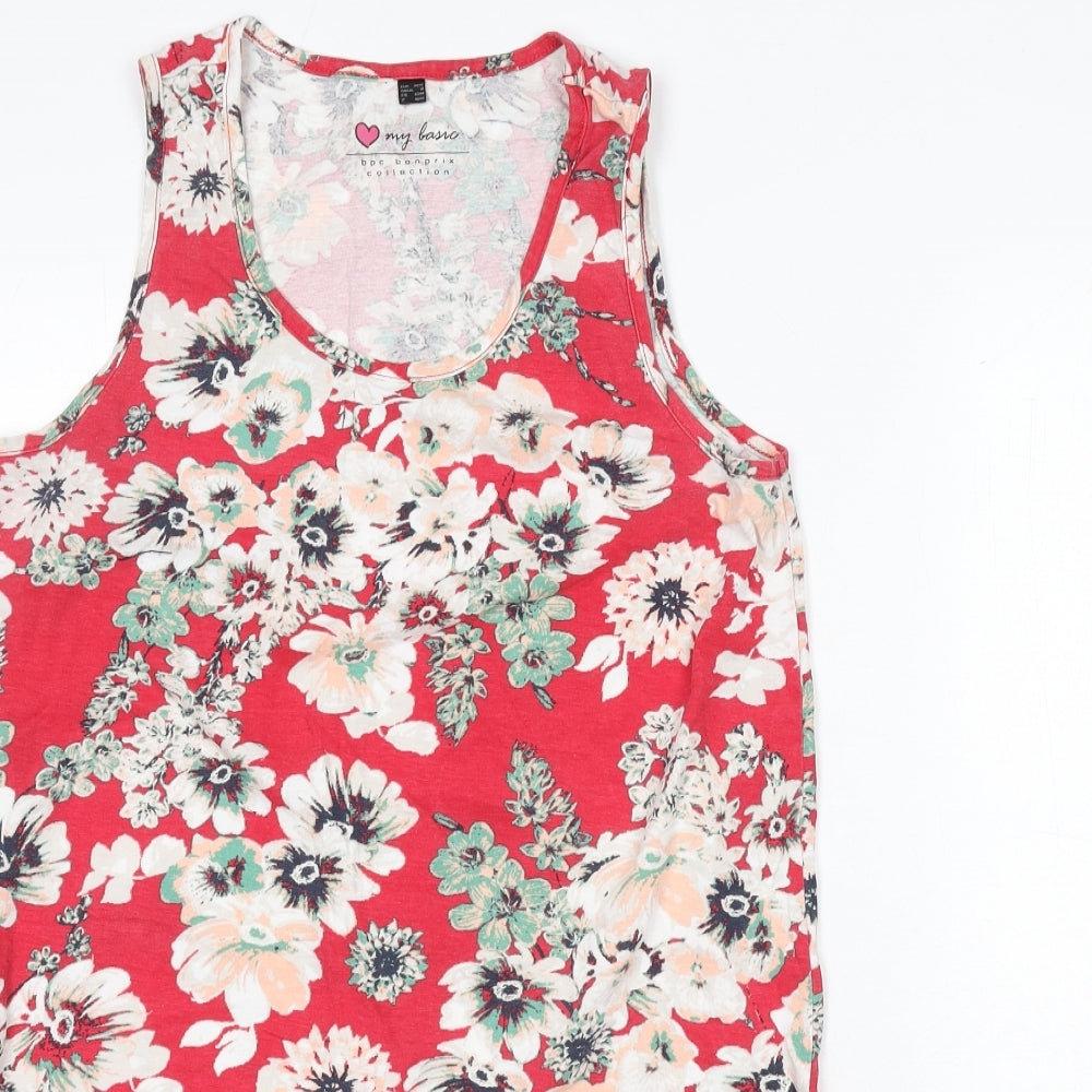 bpc Womens Multicoloured Floral Cotton A-Line Size M Scoop Neck Pullover