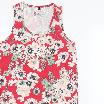 bpc Womens Multicoloured Floral Cotton A-Line Size M Scoop Neck Pullover