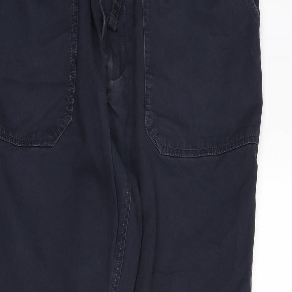 Marks and Spencer Mens Blue Cotton Trousers Size 33 in L29 in Regular Zip