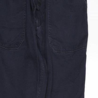 Marks and Spencer Mens Blue Cotton Trousers Size 33 in L29 in Regular Zip
