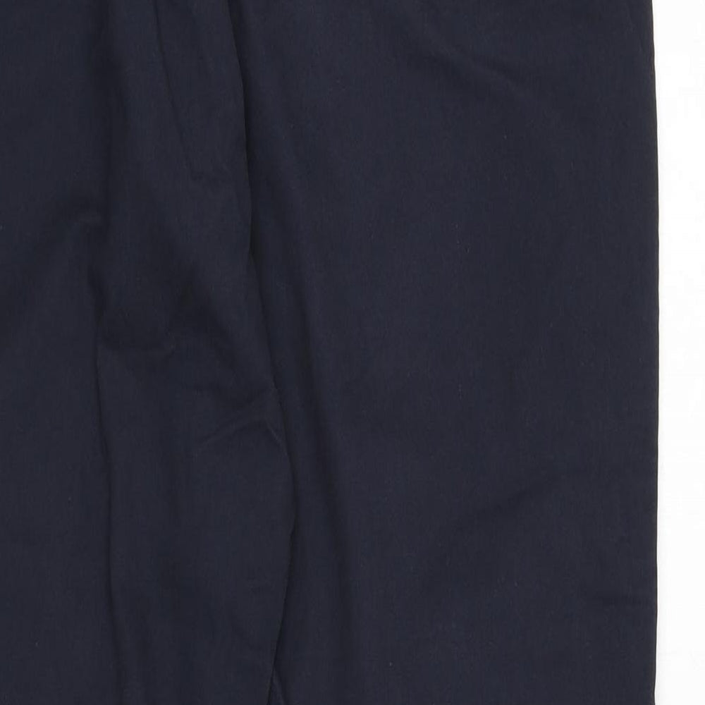 Marks and Spencer Mens Blue Cotton Trousers Size 33 in L29 in Regular Zip