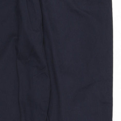 Marks and Spencer Mens Blue Cotton Trousers Size 33 in L29 in Regular Zip