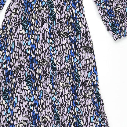 Marks and Spencer Womens Multicoloured Animal Print Viscose A-Line Size 8 Round Neck Zip - Leopard Print