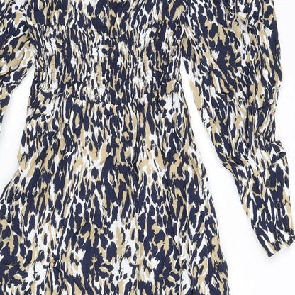 Marks and Spencer Womens Multicoloured Geometric Viscose A-Line Size 6 V-Neck Pullover