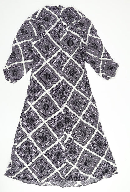 Marks and Spencer Womens Multicoloured Geometric Viscose A-Line Size 10 Round Neck Zip