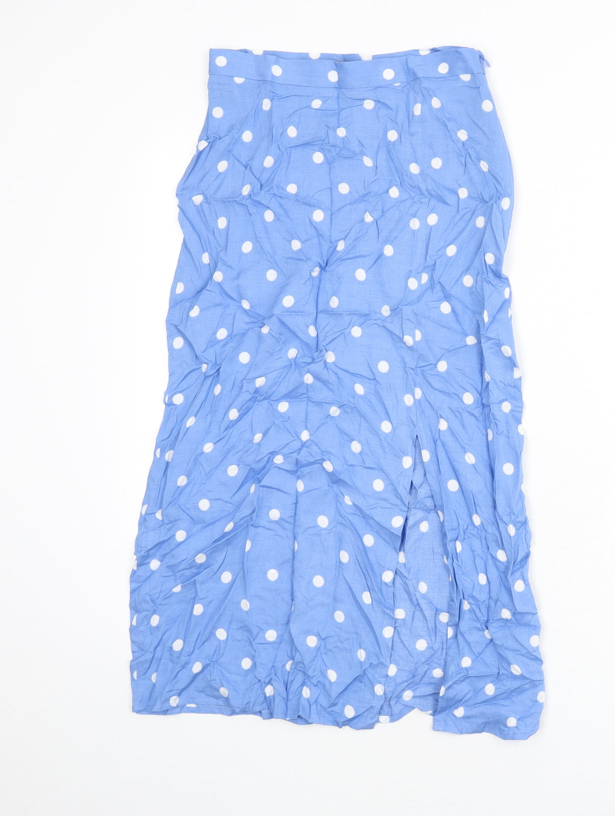 Marks and Spencer Womens Blue Polka Dot Viscose A-Line Skirt Size 6 Zip
