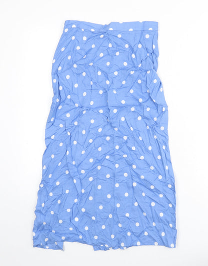 Marks and Spencer Womens Blue Polka Dot Viscose A-Line Skirt Size 6 Zip