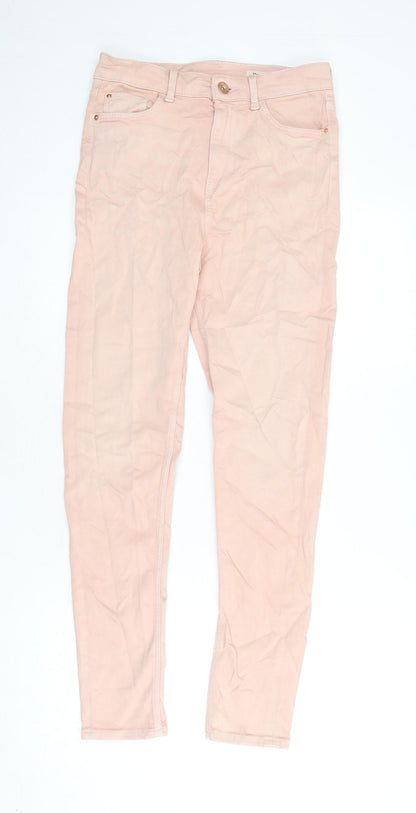 Marks and Spencer Womens Pink Cotton Skinny Jeans Size 10 L28 in Regular Zip