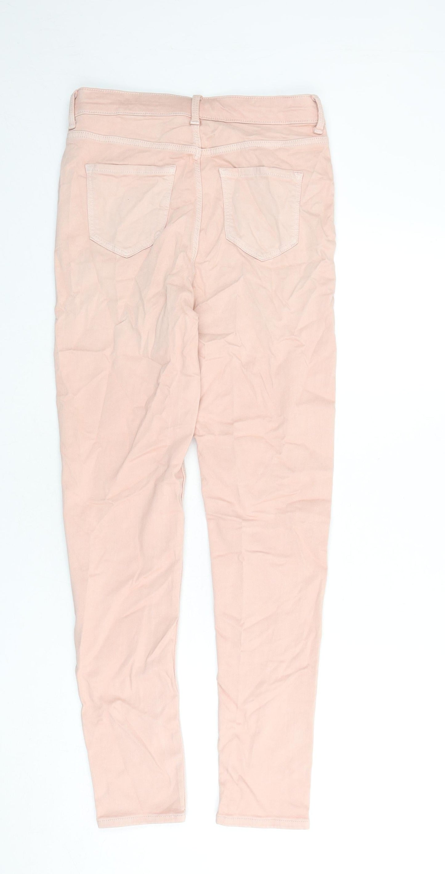 Marks and Spencer Womens Pink Cotton Skinny Jeans Size 10 L28 in Regular Zip