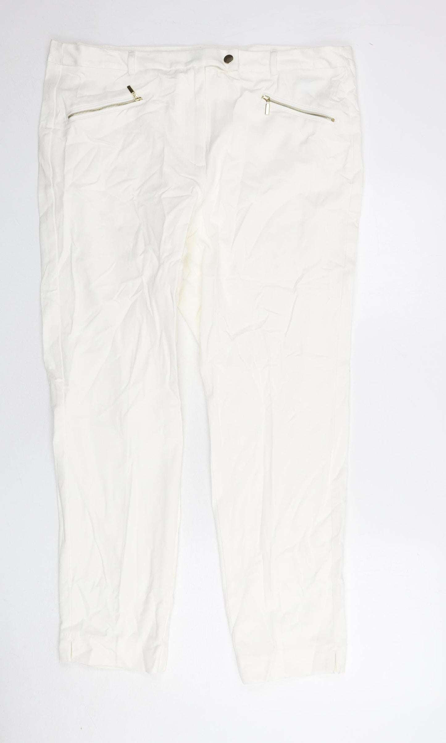 Womens UK Size 20 Marks and Spencer Slim Fit  Ivory Trousers