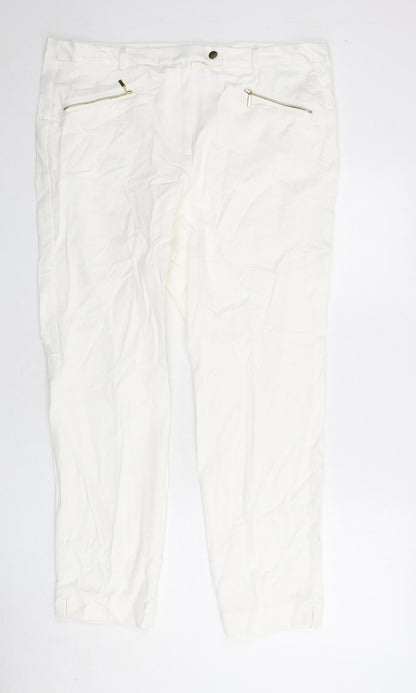 Womens UK Size 20 Marks and Spencer Slim Fit  Ivory Trousers
