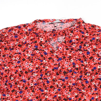 Autograph Womens Multicoloured Floral Viscose Basic Blouse Size 6 V-Neck