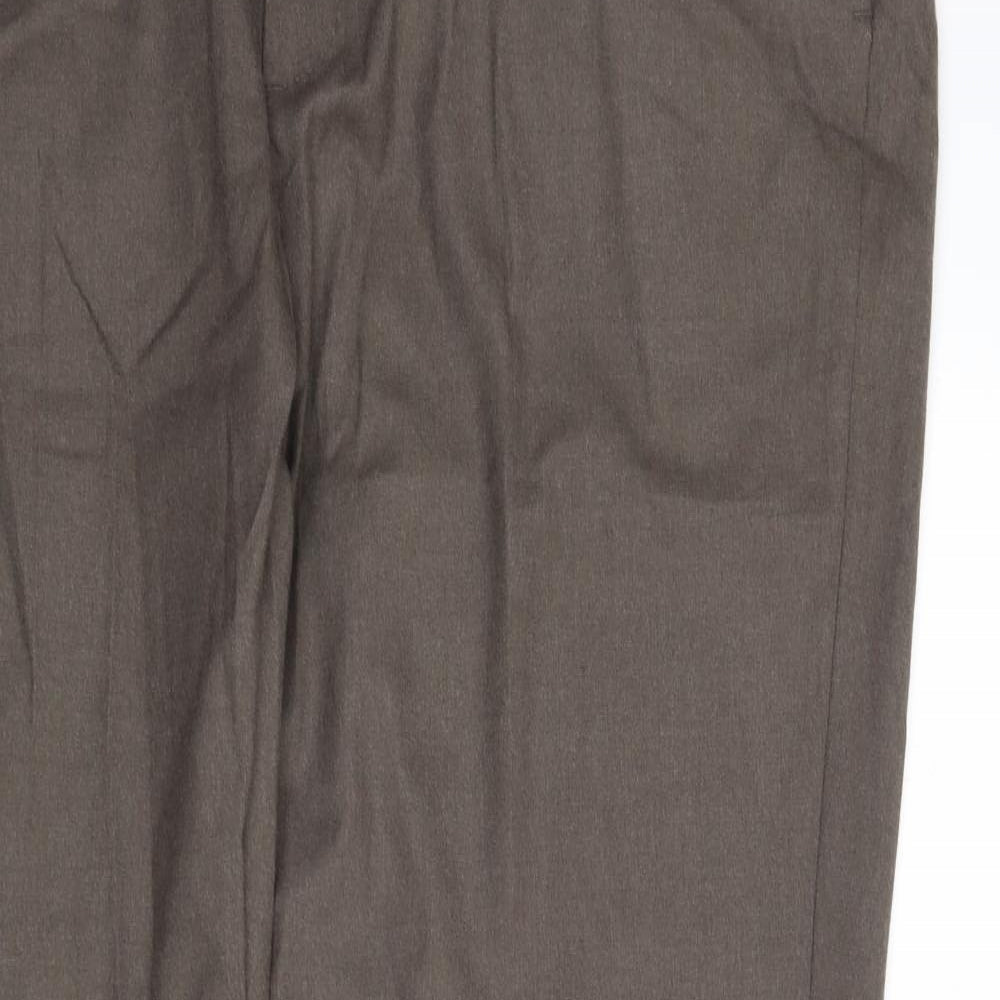 Marks and Spencer Mens Brown Polyester Dress Pants Trousers Size 42 in L33 in Regular Zip
