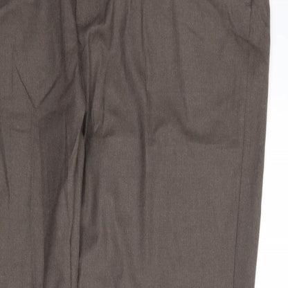 Marks and Spencer Mens Brown Polyester Dress Pants Trousers Size 42 in L33 in Regular Zip
