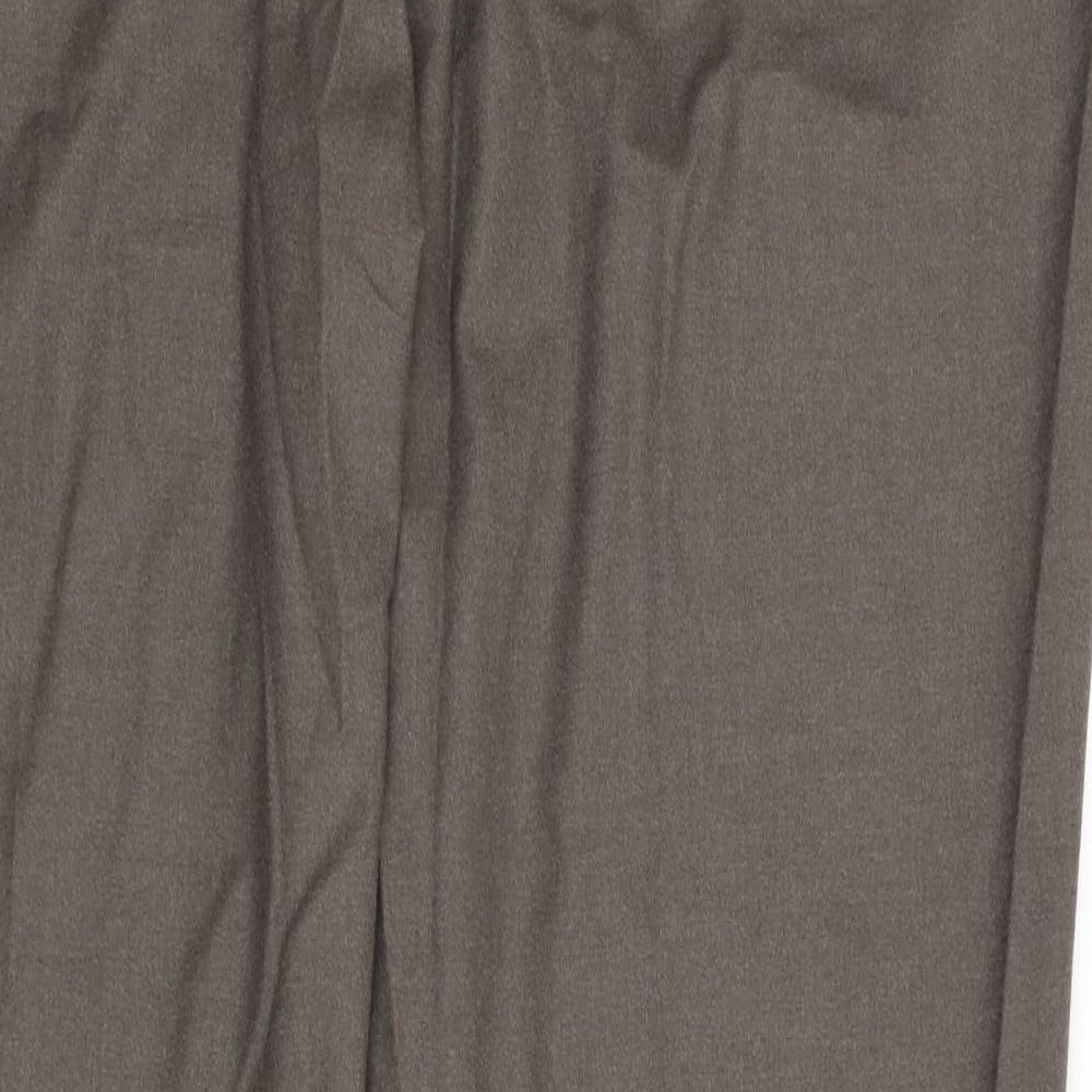 Marks and Spencer Mens Brown Polyester Dress Pants Trousers Size 42 in L33 in Regular Zip