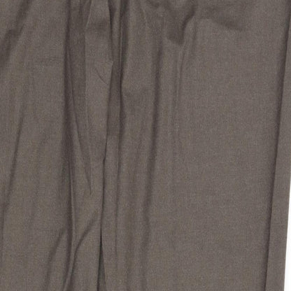 Marks and Spencer Mens Brown Polyester Dress Pants Trousers Size 42 in L33 in Regular Zip