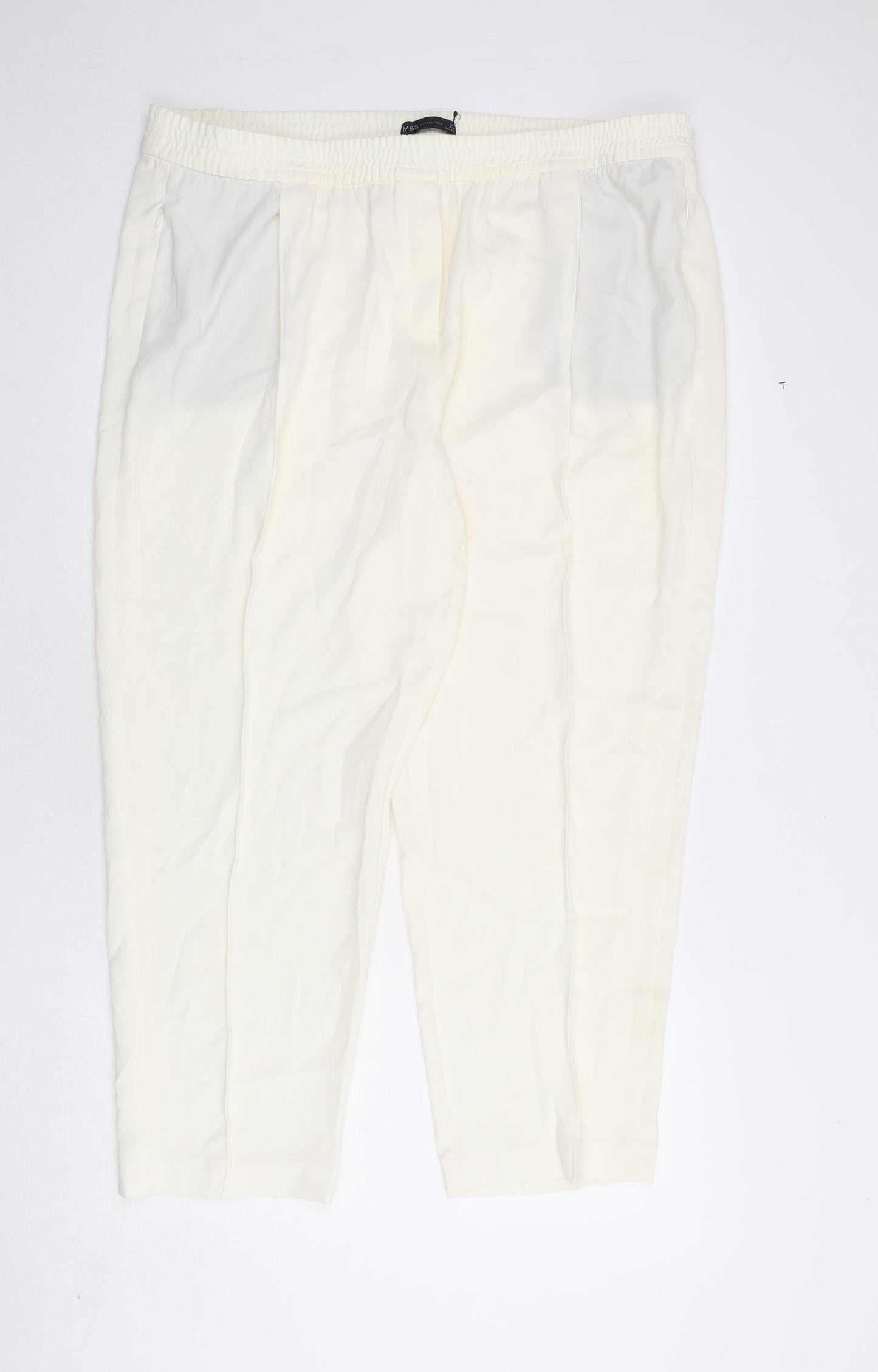 Womens UK Size 22 Marks and Spencer Regular Fit  Ivory Trousers