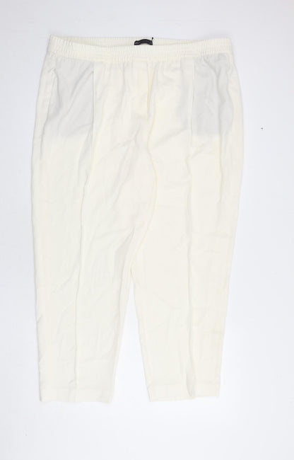 Womens UK Size 22 Marks and Spencer Regular Fit  Ivory Trousers