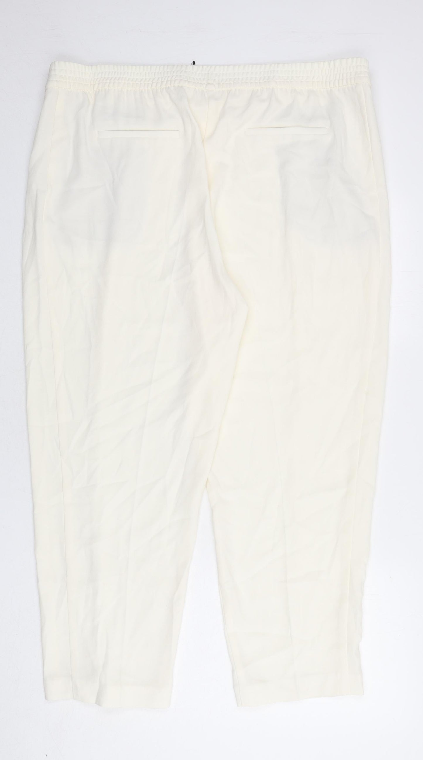Womens UK Size 22 Marks and Spencer Regular Fit  Ivory Trousers