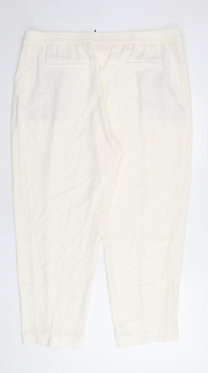 Womens UK Size 22 Marks and Spencer Regular Fit  Ivory Trousers