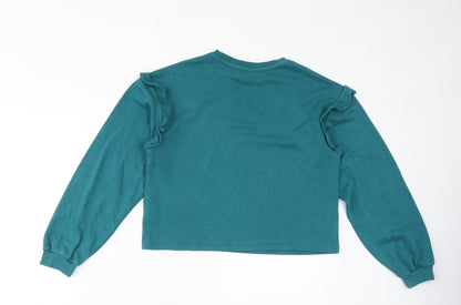 H&M Girls Blue Cotton Pullover Sweatshirt Size 10-11 Years Pullover - Size 10-12 Ruffles