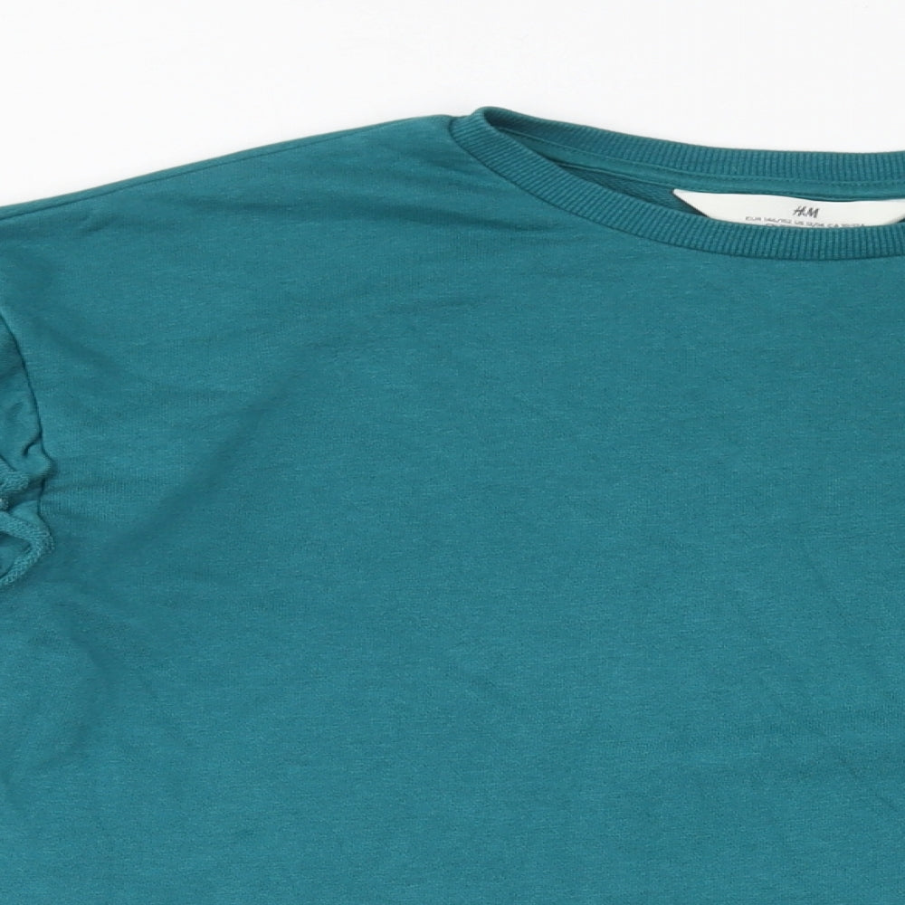 H&M Girls Blue Cotton Pullover Sweatshirt Size 10-11 Years Pullover - Size 10-12 Ruffles
