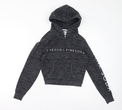Pink Soda Womens Grey Cotton Pullover Hoodie Size 4 Pullover
