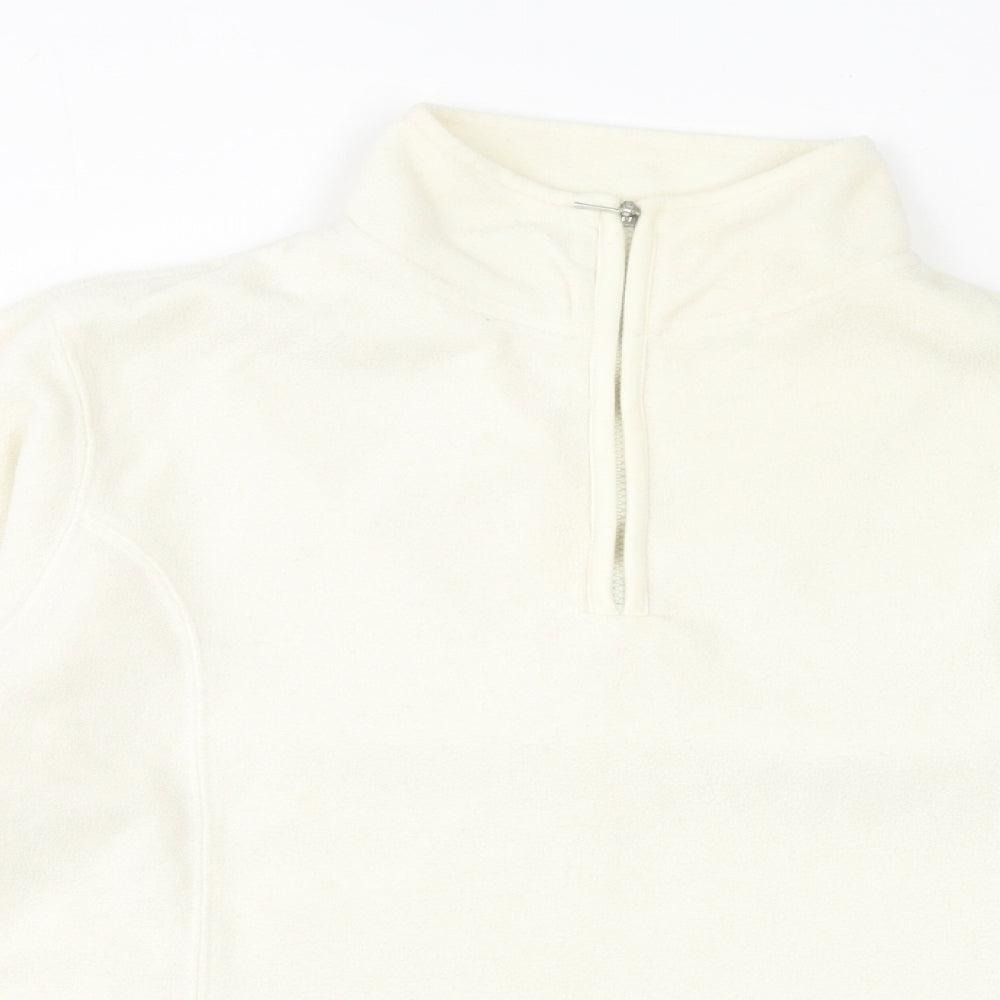 Close-up detail of Active women’s ivory polyester pullover sweatshirt, size UK 10, pullover -, size UK 10-12