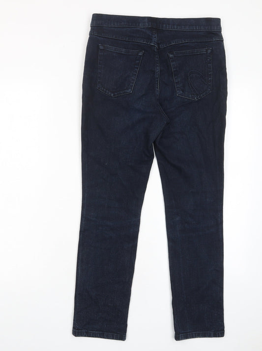 Per Una Womens Blue Cotton Straight Jeans Size 28 in L26 in Regular Zip - Pockets
