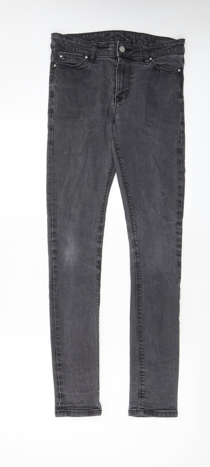 ASOS Mens Grey Cotton Skinny Jeans Size 29 in L32 in Regular Zip - Pockets