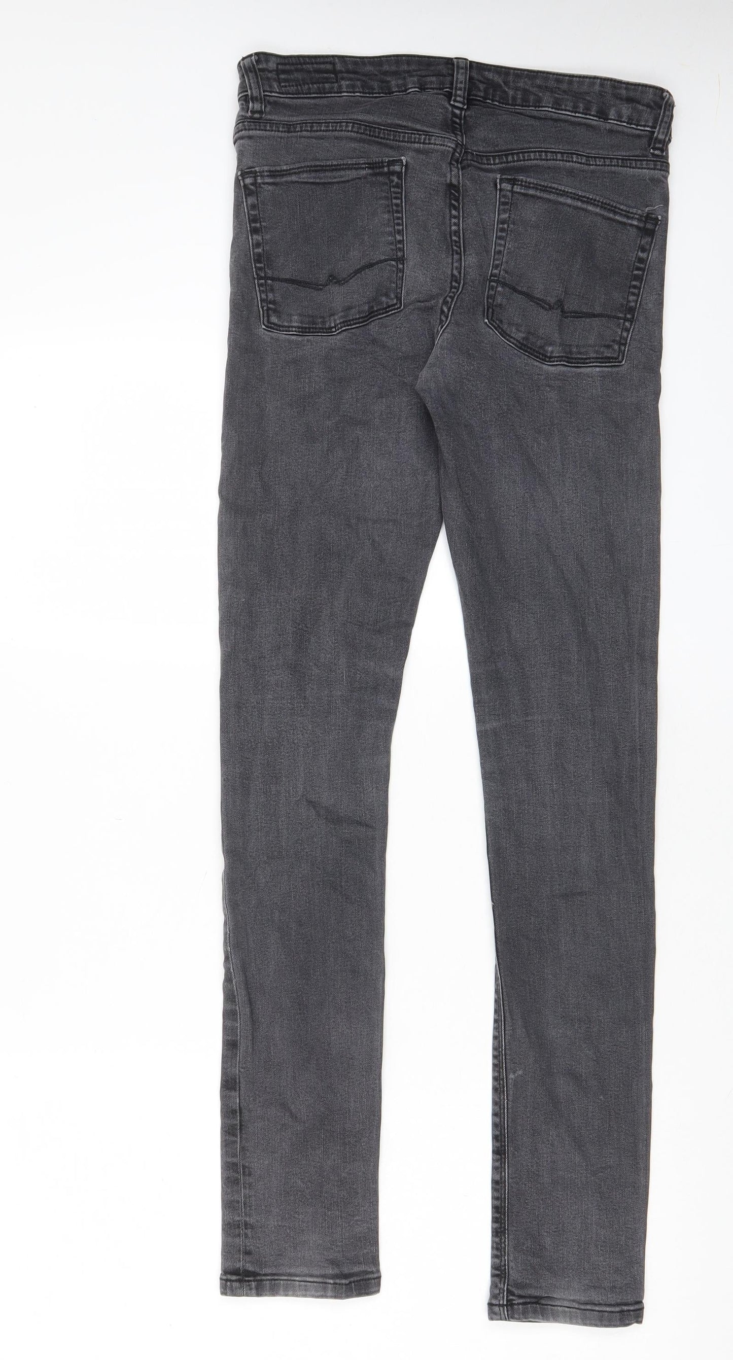 ASOS Mens Grey Cotton Skinny Jeans Size 29 in L32 in Regular Zip - Pockets