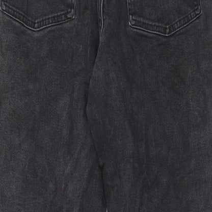 Denim & Co. Womens Grey Cotton Straight Jeans Size 14 L27 in Regular Zip - Pockets