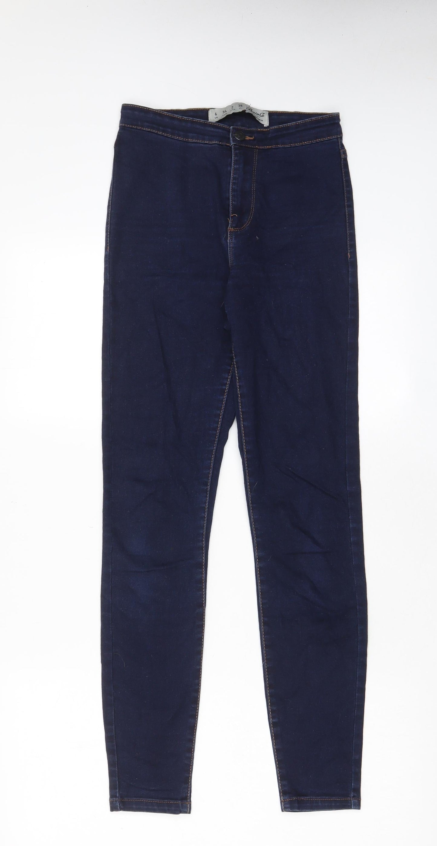 Denim & Co. Womens Blue Cotton Skinny Jeans Size 6 L28 in Regular Zip - Pockets