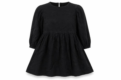 Denim & Co. Womens Black Cotton A-Line Size 12 Crew Neck Button - Pleated