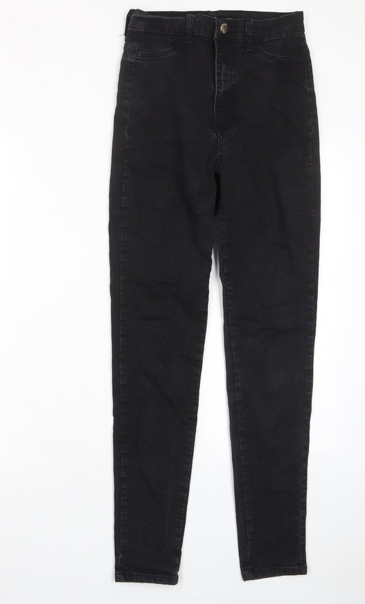 Boohoo Womens Black Cotton Skinny Jeans Size 10 L29 in Regular Zip - Pockets