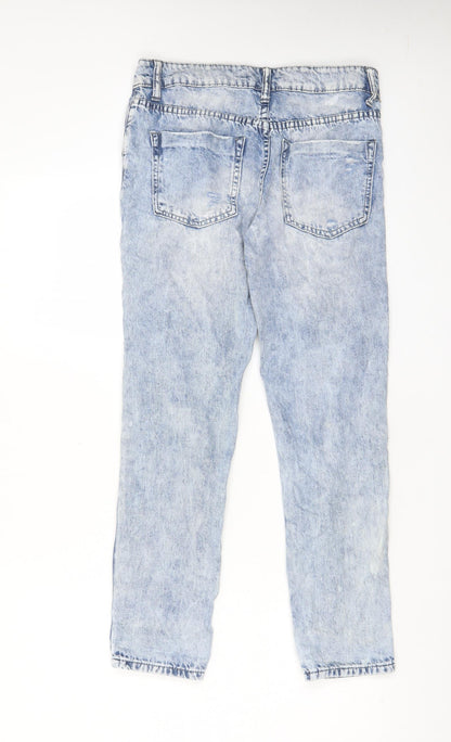 Realty Womens Blue Cotton Straight Jeans Size S L27 in Regular Zip - Pockets