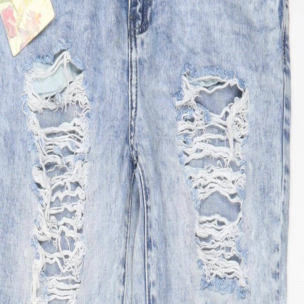 Realty Womens Blue Cotton Straight Jeans Size S L27 in Regular Zip - Pockets