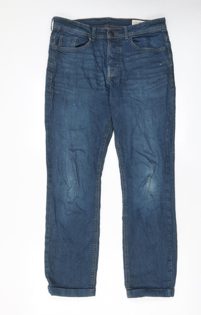 Denim & Co. Mens Blue Cotton Straight Jeans Size 32 in L32 in Regular Button - Pockets