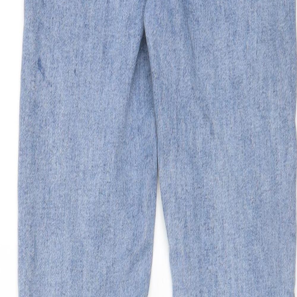 PRETTYLITTLETHING Womens Blue Cotton Straight Jeans Size 6 L29 in Regular Zip - Pockets