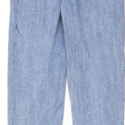 PRETTYLITTLETHING Womens Blue Cotton Straight Jeans Size 6 L29 in Regular Zip - Pockets
