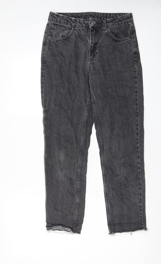 Topshop Womens Grey Cotton Tapered Jeans Size 28 in L34 in Regular Zip - Pockets