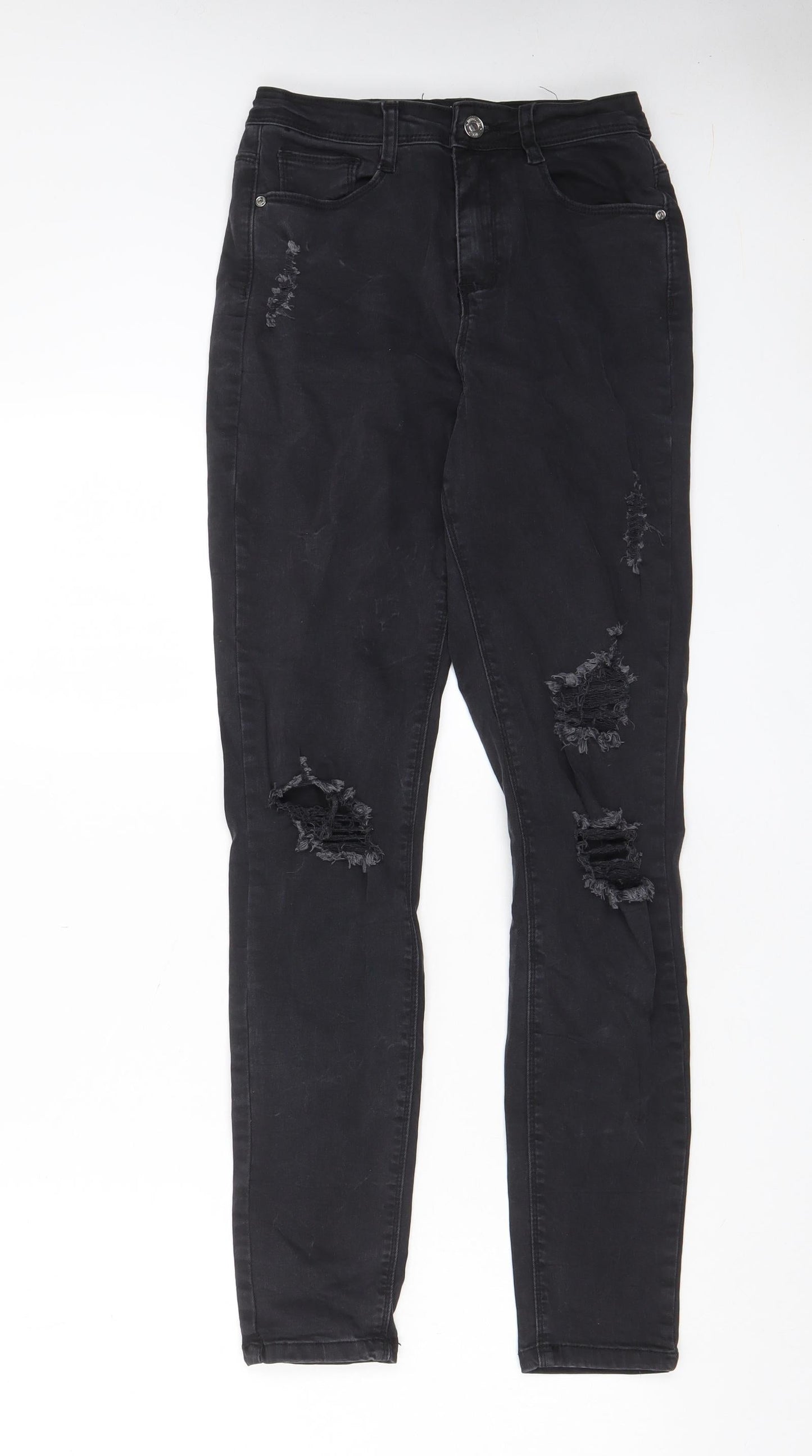 Missguided Womens Grey Cotton Skinny Jeans Size 8 L28 in Regular Zip - Pockets