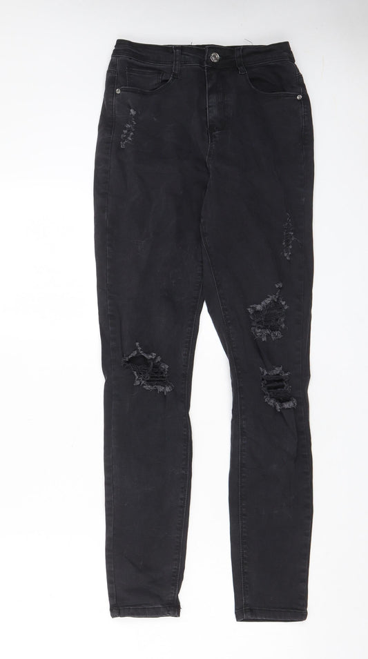 Missguided Womens Grey Cotton Skinny Jeans Size 8 L28 in Regular Zip - Pockets