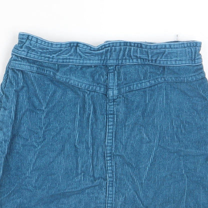 John Lewis Girls Blue Cotton A-Line Skirt Size 7 Years Regular Zip - Pockets, Adjustable waist